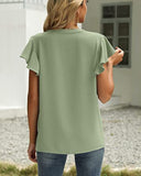 V-Neck Fly Sleeve Short Sleeve Solid Color Top – Sleek & Stretchy Fit