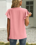 V-Neck Fly Sleeve Short Sleeve Solid Color Top – Sleek & Stretchy Fit