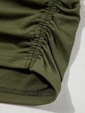 Stylish side pleated shoulder short sleeve shirt