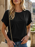 Stylish side pleated shoulder short sleeve shirt