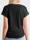 Stylish side pleated shoulder short sleeve shirt