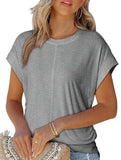 Stylish side pleated shoulder short sleeve shirt