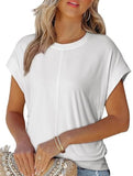 Stylish side pleated shoulder short sleeve shirt