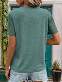BASIC LACE-TRIM V-NECK CASUAL T-SHIRT