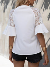 Lace Patch Tie Waist Blouse ??Adjustable Fit, XS?“XXL