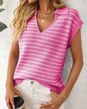 V-Neck Casual Striped Lapel Knitted Sweater ??Comfortable Blend for Everyday Wear