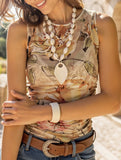Fashion floral slim fit vest top