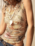 Fashion floral slim fit vest top