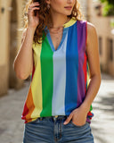 COLORFUL STRIPED V-NECK SHIRT BLOUSE_CWTBLSL0365