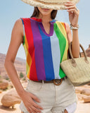COLORFUL STRIPED V-NECK SHIRT BLOUSE_CWTBLSL0365