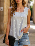 Polka Dot Sleeveless Tank Top Wtih Square Neckline