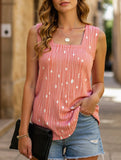 Polka Dot Sleeveless Tank Top Wtih Square Neckline
