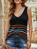 Sexy knit top with rainbow stripes