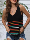 Sexy knit top with rainbow stripes
