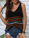 Sexy knit top with rainbow stripes