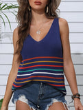 Sexy knit top with rainbow stripes