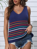 Sexy knit top with rainbow stripes