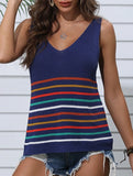 Sexy knit top with rainbow stripes