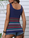 Sexy knit top with rainbow stripes