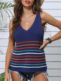 Sexy knit top with rainbow stripes