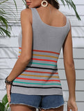 Sexy knit top with rainbow stripes