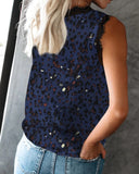 V-NECK EYELASH LACE SLEEVELESS PRINT TOP