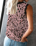 V-NECK EYELASH LACE SLEEVELESS PRINT TOP