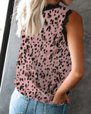 V-Neck Eyelash Lace Sleeveless Printed Top ??Elegant & Feminine