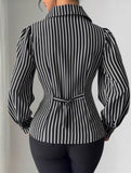 MATURE STYLE BLACK AND WHITE STRIPED SHIRT