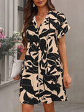 Street Style printing A-line skirt button dress