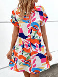 Street Style printing A-line skirt button dress