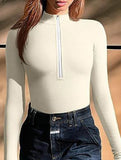 Ribbed Zip Front Long Sleeve Bodysuit_CWTHT00042