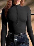 Ribbed Zip Front Long Sleeve Bodysuit_CWTHT00042
