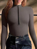 Ribbed Zip Front Long Sleeve Bodysuit_CWTHT00042