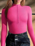 Ribbed Zip Front Long Sleeve Bodysuit_CWTHT00042