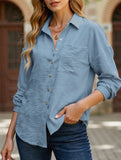 Casual versatile color-block long-sleeved shirt