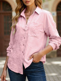 Casual versatile color-block long-sleeved shirt