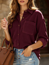 Long-sleeved coat with multiple buttons for women