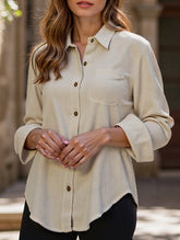 Long-sleeved coat with multiple buttons for women