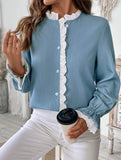 Commuting long-sleeved lace cardigan top