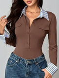 Sexy Faux Two-Piece Fitted Bodysuit for Women_CWTSTL01215