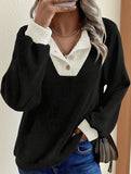 Color-blocked casual loose knit top for women_CWTSTL01256