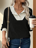 Color-blocked casual loose knit top for women_CWTSTL01256