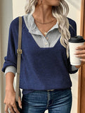Color-blocked casual loose knit top for women_CWTSTL01256