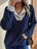 Color-blocked casual loose knit top for women_CWTSTL01256
