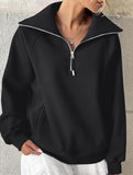 Women's Fleece-Lined Loose Half-Zip Fashion Top_CWTSTL01257