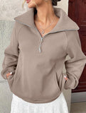 Women's Fleece-Lined Loose Half-Zip Fashion Top_CWTSTL01257