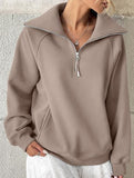 Women's Fleece-Lined Loose Half-Zip Fashion Top_CWTSTL01257