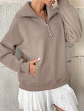 Women's Fleece-Lined Loose Half-Zip Fashion Top_CWTSTL01257