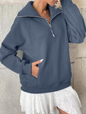 Women's Fleece-Lined Loose Half-Zip Fashion Top_CWTSTL01257